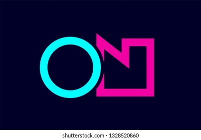 ON O N blue pink colorful alphabet alphabet letter logo combination design suitable for a company or business