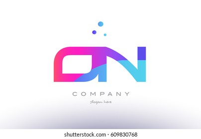 on o n  creative pink purple blue modern dots creative alphabet gradient company letter logo design vector icon template