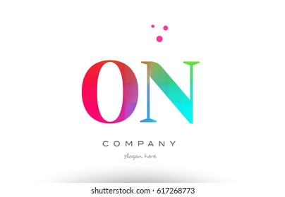 ON O N creative rainbow colors colored artistic alphabet company letter logo design vector icon template