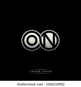 ON O N initial letter linked circle capital monogram logo modern template silver color edition