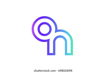 ON O N letter logo combination alphabet vector creative company icon design template modern  pink blue contour line art