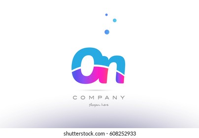 on o n  pink purple blue white uppercase lowercase modern creative alphabet gradient company letter logo design vector icon template