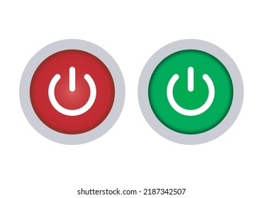 
On and off binary button icons in red, green and gray