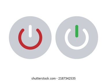 
On and off binary button icons in red, green and gray