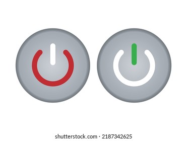 
On and off binary button icons in red, green and gray