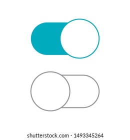 On and Off Blank Flat Toggle Switch Buttons Modern Devices User Interface Elements Mockup or Template - Blue and Grey on White Background - Vector Flat Graphic Design
