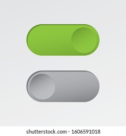 On And Off Blank Toggle Switch Round Debossed Buttons Modern Devices User Interface Mockup Or Template - Green And Grey On White Background - Vector Gradient Graphic  Design