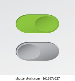 On And Off Blank Toggle Switch Ellipse Shape Debossed Buttons Modern Devices User Interface Mockup Or Template - Green And Grey On White Background - Vector Gradient Graphic  Design