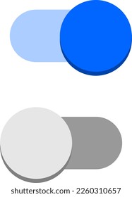 On Off Blue Switch Button Toggle Slider Icon Set. Vector Image.