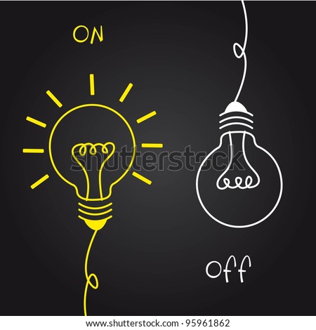 on and off bulb electric over black background. vector