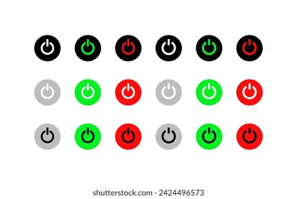 On and off button collection. Power icons. Flat style. Vector icons