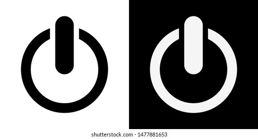 On, Off Button. Glyph Icon in White and Black Version.