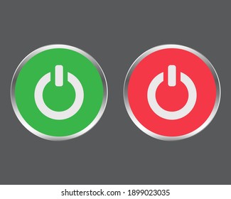 botón de encendido y apagado. verde y rojo. ilustración vectorial