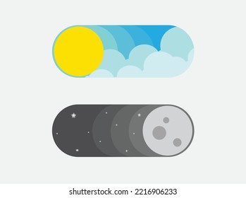 On Off button illustration. On Off vector. Swipe right and swipe left icon. On off icons with blue color and black color.