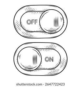 on off button line art hand drawn illustration