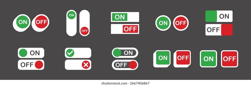 On off button vector set