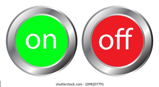 On and Off button on white background