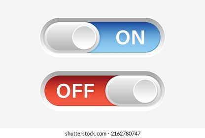 On and off buttons in flat style. Toggle switch vector illustration on isolated background. Shutdown sign business concept.