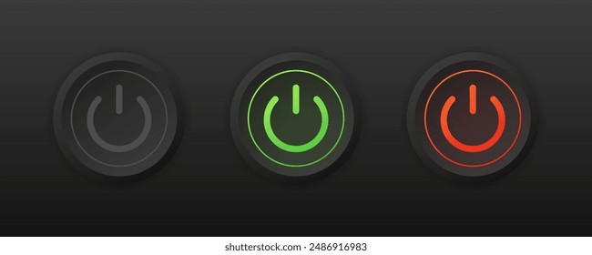 Botones de encendido y apagado Conjunto de iconos. Estilo plano. Iconos vectoriales