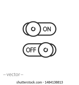 on off buttons icon, switch, toggle thin line web symbol on white background - editable stroke vector illustration eps10