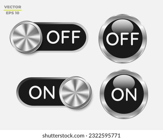 On and Off buttons Power icons, Flat web buttons with icons on white background, and Icons for all web pages. isolated, navigation panel for a website, editable vector illustration EPS10.