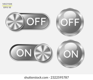 On and Off buttons Power icons, Flat web buttons with icons on white background, and Icons for all web pages. isolated, navigation panel for a website, editable vector illustration EPS10.