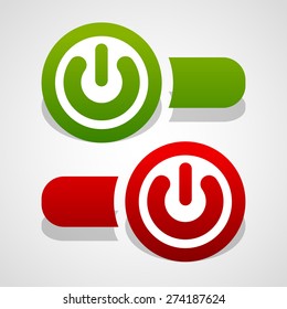 On, off buttons, power switches