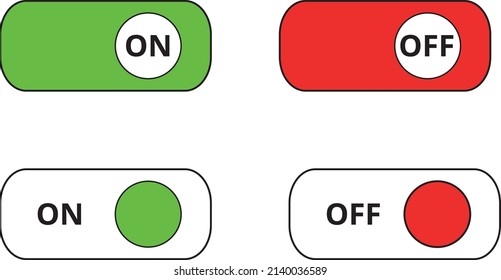 On and off buttons in red and green on a white background