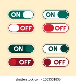 On and Off Buttons Set. Vector Icons.