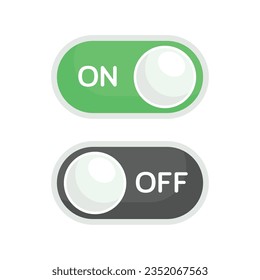 ON OFF Buttons Sign Icon Flat Vector Illustration. Interactive buttons for mobile applications and interfaces and ui design. Switch Control Bar. All elements by layers