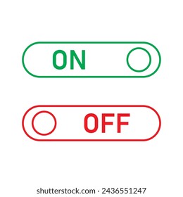 On and Off Buttons. On and Off toggle switch with stroke line. Green and Red colors button icon. Vector file illustration. yes no button