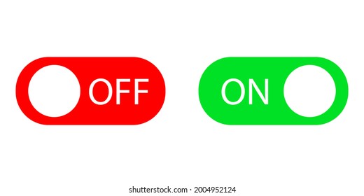On and Off buttons. Vector green and red buttons on isolated background for your design. Vector EPS 10