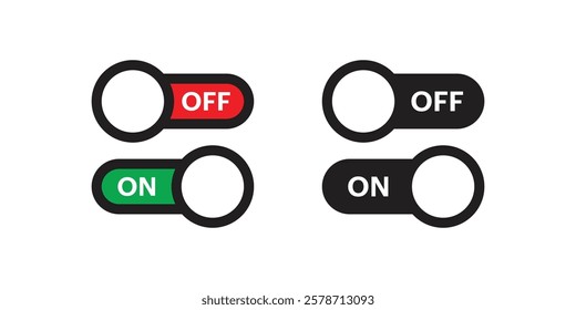 on off flat button, sign, symbol, vector illustration