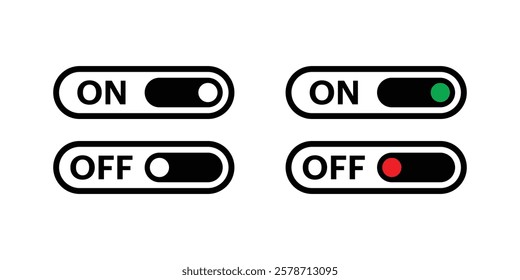 on off flat button, sign, symbol, vector illustration