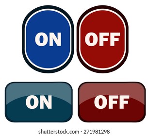 On and Off Glossy Application Buttons, Vector Illustration isolated, each on separate Layers. 