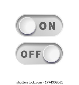 On and Off gray realistic toggle switch buttons isolated on white