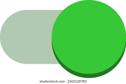 On Off Green Switch Button Toggle Slider Icon Set. Vector Image.