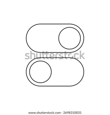 On and off horizontal slide switches set outline