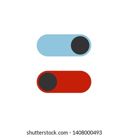 On and Off icon. blue and red switch button. Flat design.