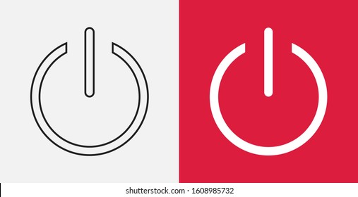 On, off icon. Power switch icon. On/Off switch icon. Vector illustration icon. Outline and filled icons set
