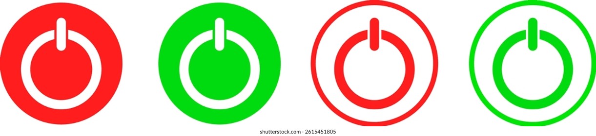 On off icon icon set. power buttons. Start Push Power Button. Interface switch concept