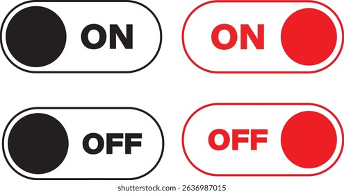 On off icon. Setting toggle icons design. Black switch button, Switch buttons ON OFF isolated, vector illustration,
