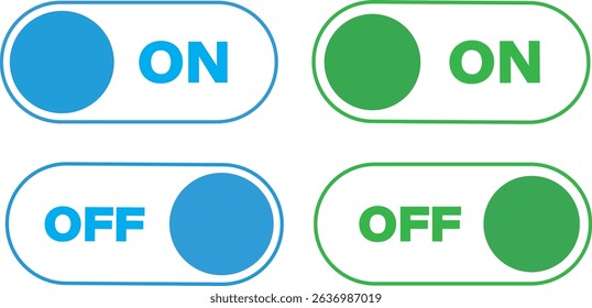 On off icon. Setting toggle icons design. Black switch button, Switch buttons ON OFF isolated, vector illustration,
