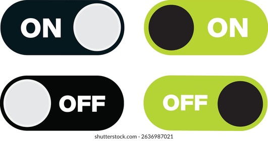On off icon. Setting toggle icons design. Black switch button, Switch buttons ON OFF isolated, vector illustration,
