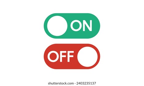 Icono de encendido y apagado. Ilustración aislada verde y roja