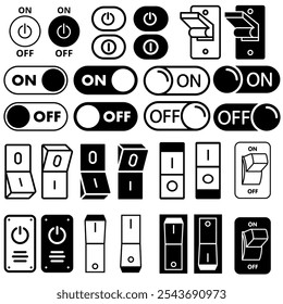 On and off icon vector set. Switch illustration sign collection. Toggle symbol. Slider logo.