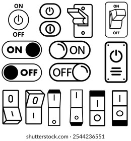 On and off icon vector set. Switch illustration sign collection. Toggle symbol. Slider logo.