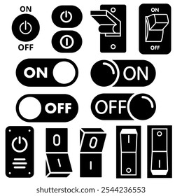 On and off icon vector set. Switch illustration sign collection. Toggle symbol. Slider logo.