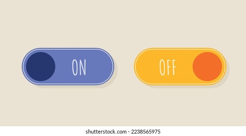 On and off interface. UI and UX design for programs and applications. Modern technologies and digital world, gadgets and devices. Development of settings menu, switch. Cartoon flat vector illustration