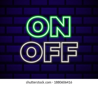 On and Off lamp Neon light Toggle switch button. Vector illustration. Fluorescent light vector illustration.